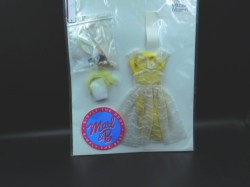 987 BARBIE DOLL ORANGE BLOSSOM DRESS, OVERDRESS, HAT, GLOVES, BOUQUET, MULES COMPLETE